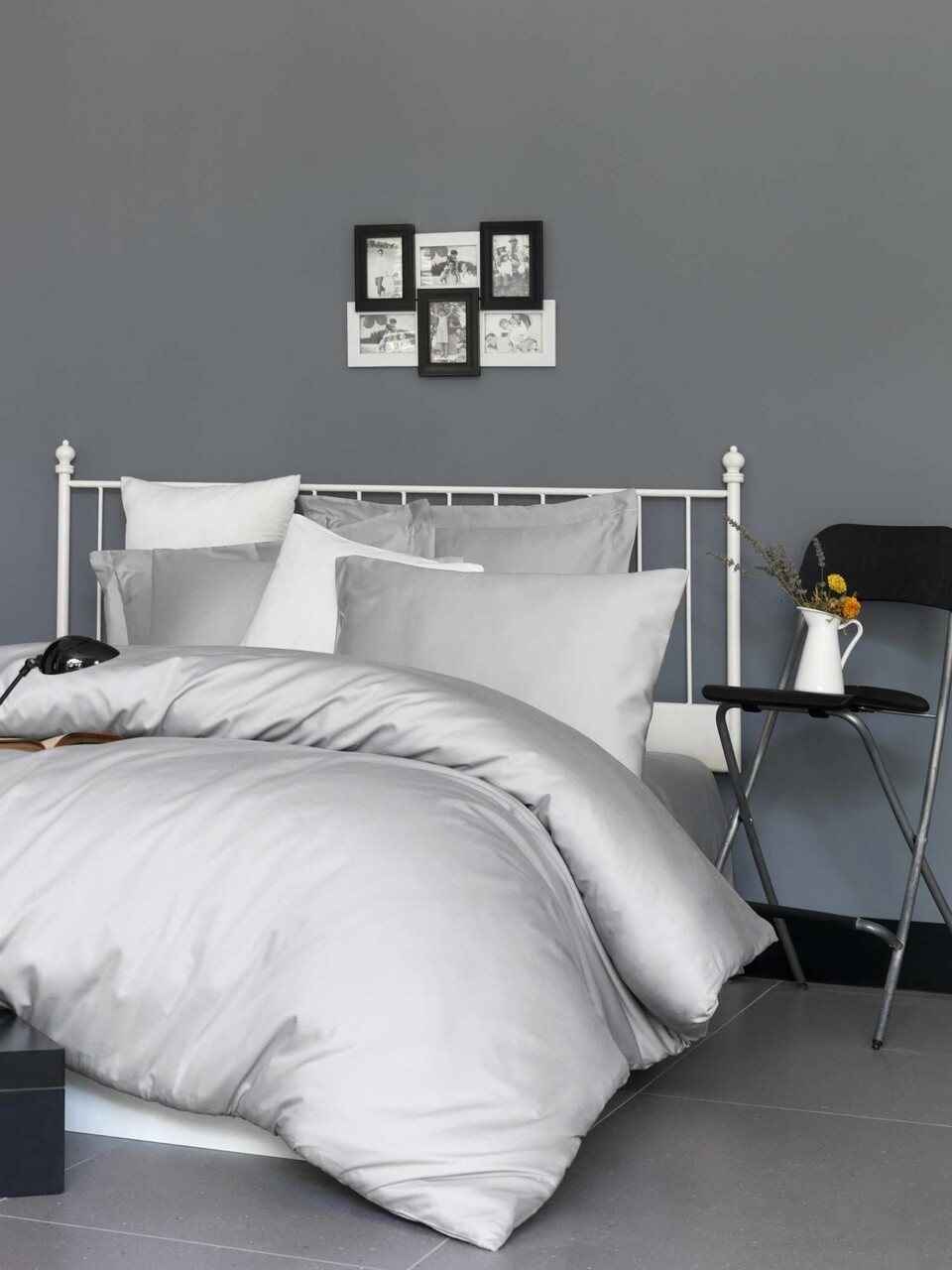 Cearceaf de pat cu elastic Satin Single Small (FR), L'essentiel Maison, De Light Grey, Gri deschis - imagine 5